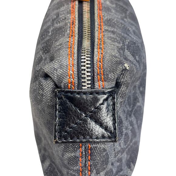 Christian Dior Homme Monogram Flight Pouch Navy Denim Orange Trim Made in Spain - Picture 11 of 14